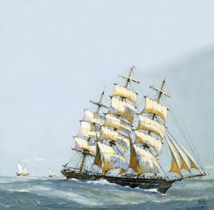 中国からの最高級茶を積んだ帰路のクリッパー 作： ジョン・S・スミス