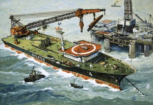 重量物吊り上げクレーンを装備したガラテア号 作： ジョン・S・スミス