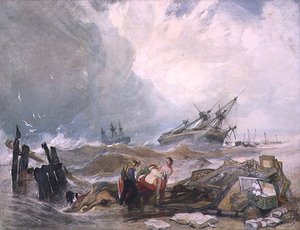 No.0945 ホートンホールの絵の残骸（水彩画 作： John S. and Miles E. Cotman