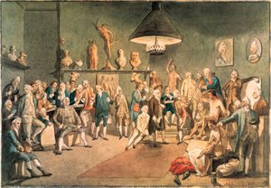 ヨハン・ゾファニー（1733-1810）の絵を模写したロンドンのロイヤル・アカデミーの学者たち 作： John Sanders