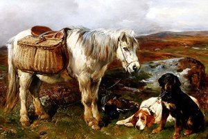 犬と一緒のハイランドポニー 作： John Sargent Noble