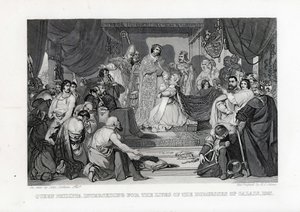 フィリップ女王、カレーのブルガースの生涯のために執り成す、1347、1882 作： John Sartain