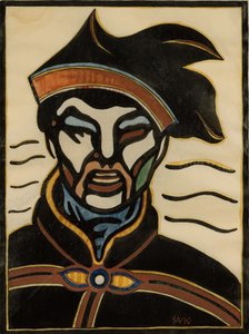 饗宴の衣装を着たサーミ（木版画） 作： John Savio
