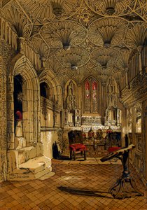 シャントリーチャペル、隣接するボーシャンチャペル、ワーウィック、1845年。 作： John Scandrett Harford