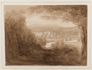 ボルトン修道院、ヨークシャー、1824年10月25〜27日（紙に鉛筆、ブラシ、セピアインク） 作： John Scarlett Davis