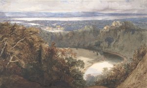 チェプストウ、ウェールズの眺め、1834年。 作： John Scarlett Davis