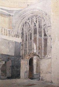 ノリッチ大聖堂のスクリーン（鉛筆、水彩、紙） 作： John Sell Cotman