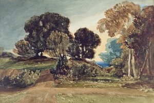 樹木のある公園（水彩・紙 作： John Sell Cotman