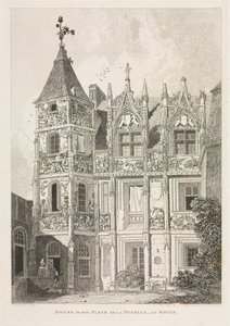 ノルマンディーの古代建築巻。 II、Pl。 64：ルーアンのプセル広場の家、 作： John Sell Cotman