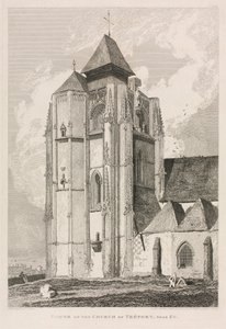 ノルマンディーの古代建築巻。 II、Pl。 66：トレポート教会の塔、Euの近く、18 作： John Sell Cotman