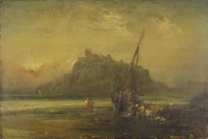 ビーチシーン（紙に油彩） 作： John Sell Cotman