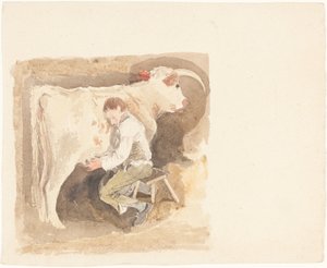 牛の乳しぼり少年 作： John Sell Cotman