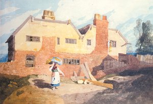 ウォッシャーウーマンのいるコテージ（Elm Hill、ノーリッチ）c.1808-9 作： John Sell Cotman