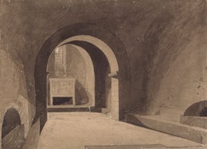 サン・ジェルヴェの地下聖堂、ルーアン、ノルマンディー 作： John Sell Cotman