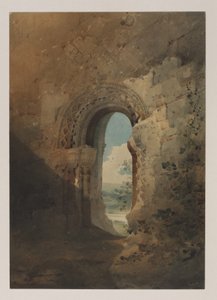 食堂への玄関口、カークハム修道院、ヨークシャー、1804（鉛筆でトイレ） 作： John Sell Cotman