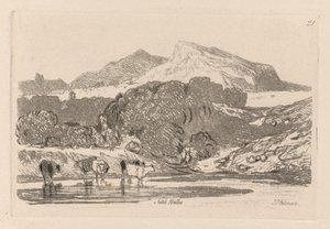 Liber Studiorum：プレート21、北ウェールズの眺め、1838。 作： John Sell Cotman