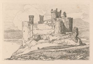 Liber Studiorum: Plate 25, Harlech Castle, IN. ウェールズ