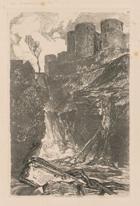 Liber Studiorum: Plate 29, Harlech Castle, IN. ウェールズ 作： John Sell Cotman