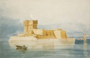 No.1477 ノルマンディー、ラード・ドゥ・ラ・フグ、クインヴィル近郊のサンマルクーフ要塞 作： John Sell Cotman