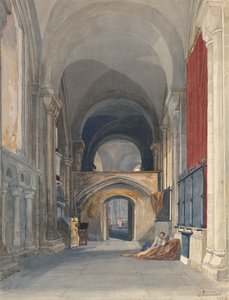 ノリッジ大聖堂: 聖歌隊の北通路の内部、東を向いて 作： John Sell Cotman