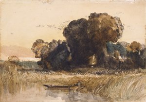 葦の中のパント（水彩、黒鉛、紙） 作： John Sell Cotman