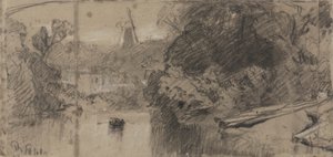 川の風景、おそらくソープ、ノーフォークの近く 作： John Sell Cotman