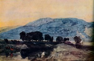 ロッキーの風景、日没、19世紀 作： John Sell Cotman