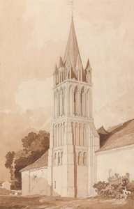 イフス教会の南東ビュー、カーン、ノルマンディーの近く 作： John Sell Cotman