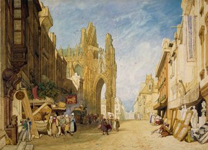 1828年、ノルマンディーのアレンコンでのストリートシーン 作： John Sell Cotman