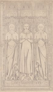 1364年、ノーフォーク州リンの聖マーガレット教会にあるロバート・ブラウンチェとその2人の妻の埋葬用黄銅像