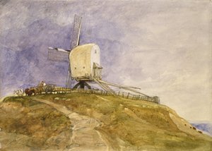丘の上の風車、19世紀 作： John Sell Cotman