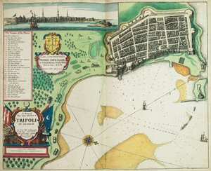 バルバリーの都市とトリポリ港の地図 作： John Seller