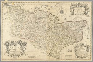 1680年頃、ジョン・セラーによって実際に測量・描画されたケント州（エングレーヴィング） 作： John Seller