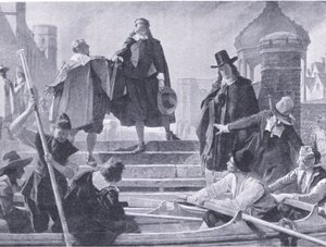 5人のメンバーの飛行（1940年頃にWaverley社から出版された『The History of the British People』のイラスト）（リトグラフ 作： John Seymour Lucas