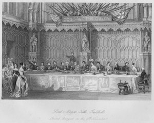 市長表、ギルドホール。 11月9日の大宴会、c1841 作： John Shury