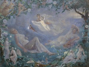 「真夏の夜の夢」の一場面、1873 年。 作： John Simmons