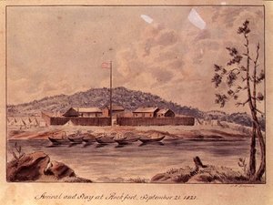 1821年の到着とロックフォートでの滞在（紙にトイレ） 作： John Simpson