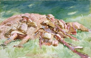 1151人のハイランダーが前で休憩、1918年 作： John Singer Sargent