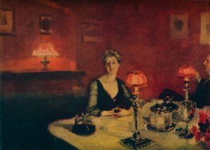 夜のディナーテーブル、1884年。 作： John Singer Sargent