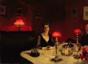 「夜のディナーテーブル」 ジョン・シンガー・サージェント（1856-1925）1884年カリフォルニア州サンフランシスコ美術館 作： John Singer Sargent