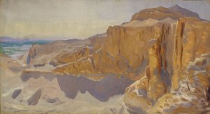 エジプト、デイルエルバーリの崖、1890年〜91年 作： John Singer Sargent