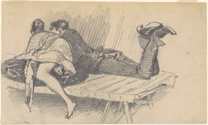 ベビーベッドのカップル、c。 1874～1877年。 作： John Singer Sargent