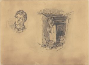 少年の頭と小屋の入り口（1871年 作： John Singer Sargent