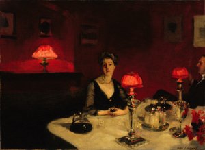 ポートグラス（夜のディナーテーブル） 作： John Singer Sargent
