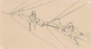 スパーの男たち、1876年頃（織り紙に黒鉛） 作： John Singer Sargent