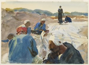 帆の修理（紙にトイレ） 作： John Singer Sargent