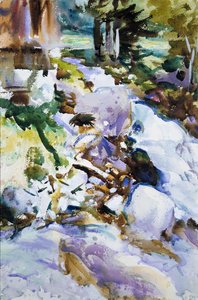 Rushing Brook、c.1904-11（オフホワイトの織り紙にwc、ガッシュ、グラファイト） 作： John Singer Sargent