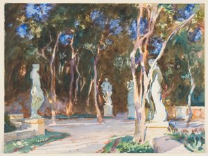 Shady Paths、Vizcaya（紙のグラファイト上のトイレ） 作： John Singer Sargent
