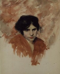 女性の頭と肩のスケッチ（水彩・紙） 作： John Singer Sargent