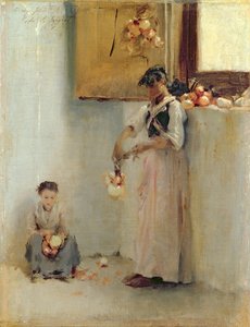 タマネギのひも通し」1882年頃（油彩・キャンバス 作： John Singer Sargent